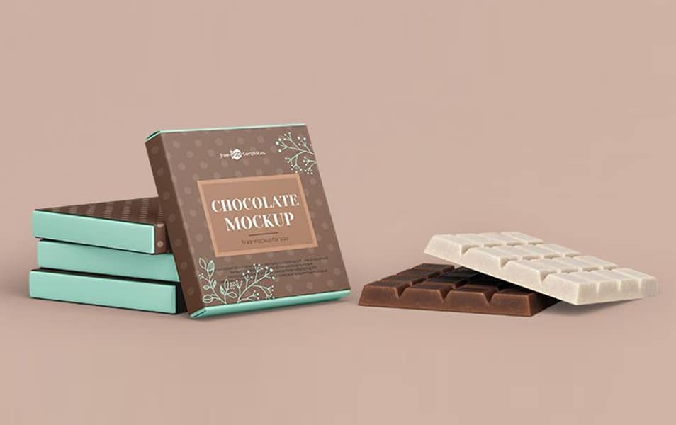 Free PSD Bar of Chocolate Mockup Template