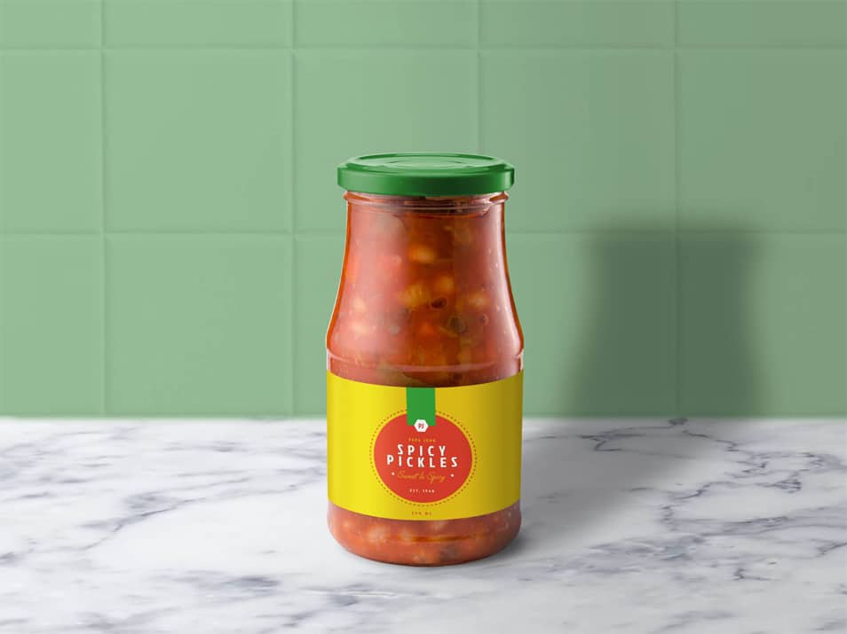 Free Ready Made Meal / Pickle Bottle Mockup PSD