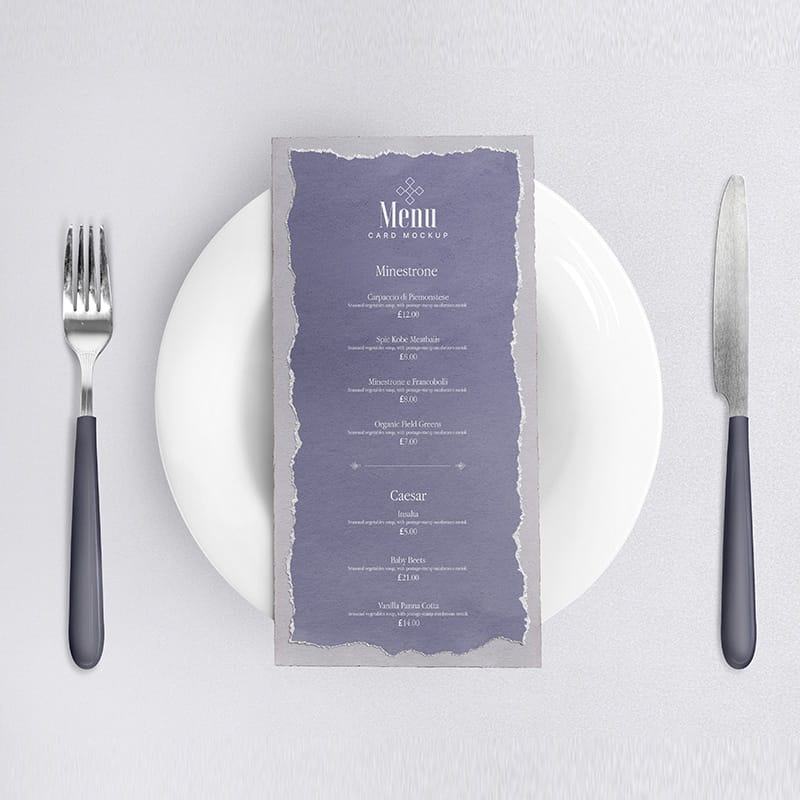 Free Restaurant Menu Card Mockup
