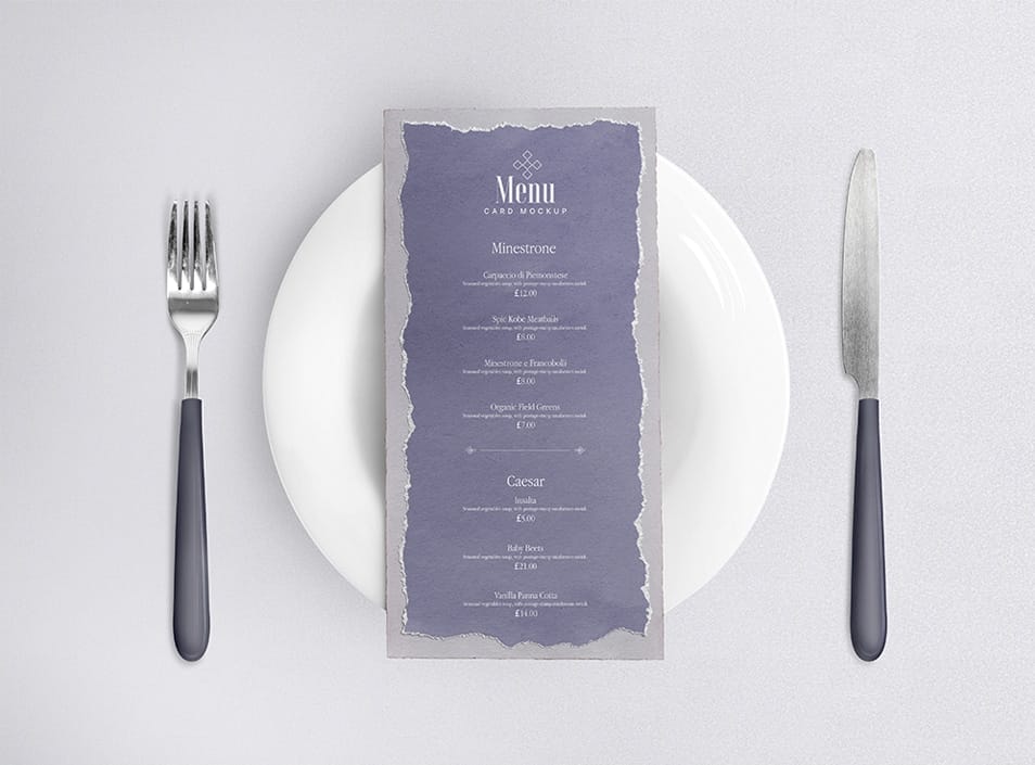 Free Restaurant Menu Card Mockup