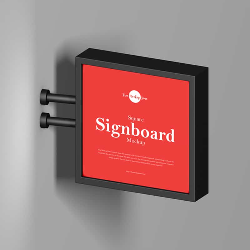 Free Square Signboard Mockup