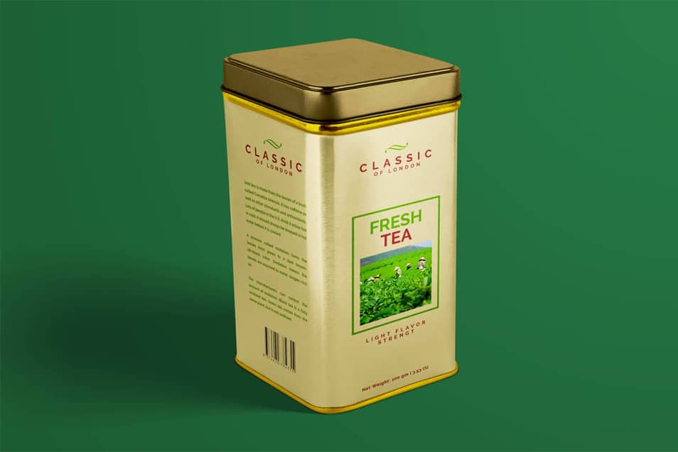 Free Tin Can Tea Box Mockup PSD