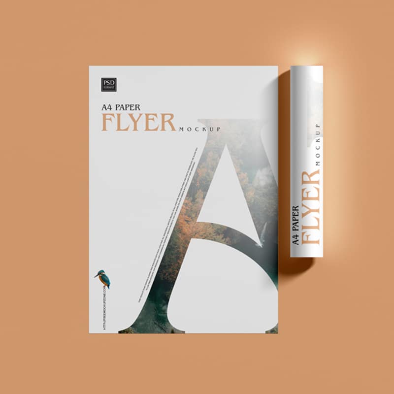 Free Top View A4 Paper Flyer Mockup