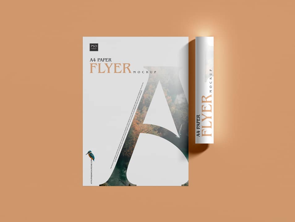 Free Top View A4 Paper Flyer Mockup
