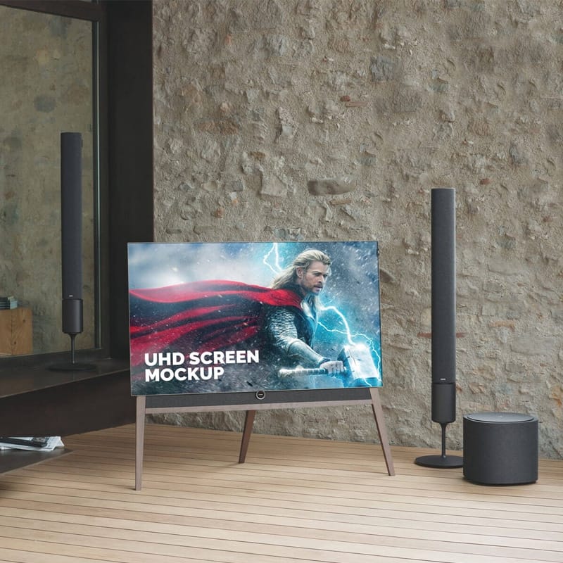 Free UHD TV LCD Screen Mockup PSD