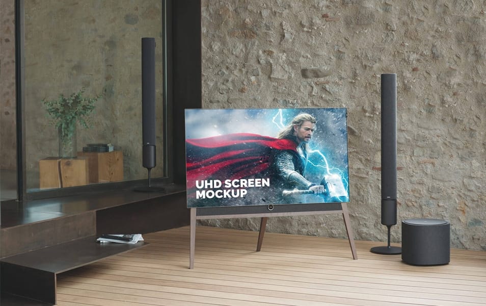 Free UHD TV LCD Screen Mockup PSD