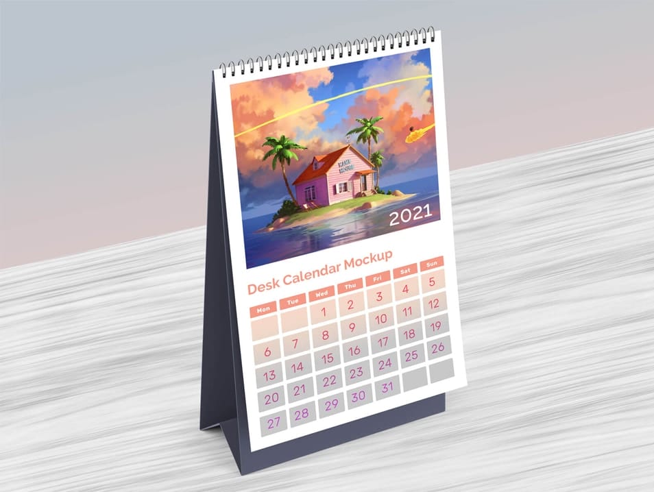 Free Vertical Table / Desktop Calendar Mockup PSD
