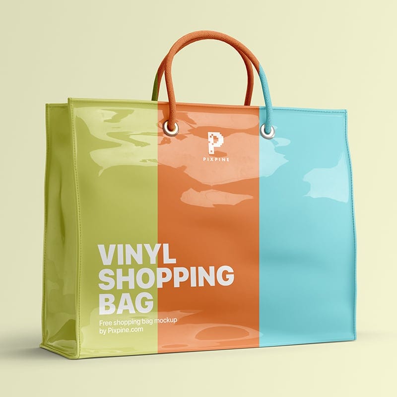 Free Vinyl Shopping Bag Mockup