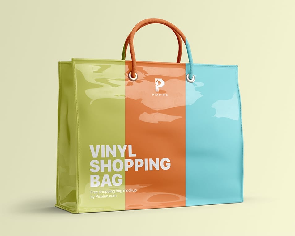 Free Vinyl Shopping Bag Mockup