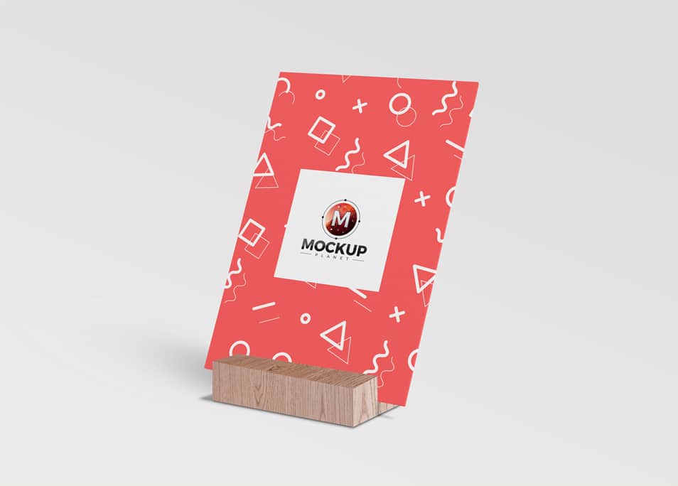 Free Wooden Stand Perspective View Poster Mockup