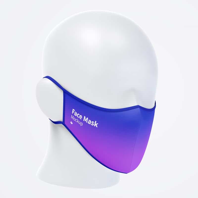 Front Half-Side View Face Mask Mockup