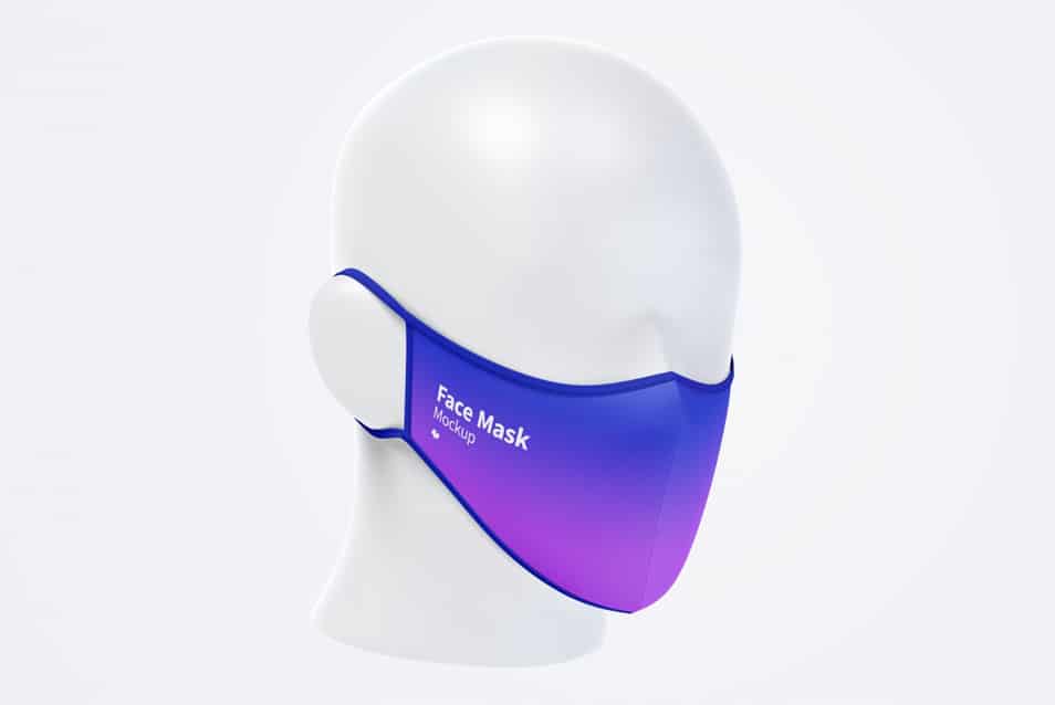 Front Half-Side View Face Mask Mockup