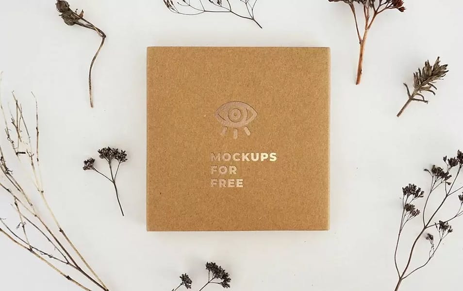 Gold Texture Logo On Craft paper Box Mockup