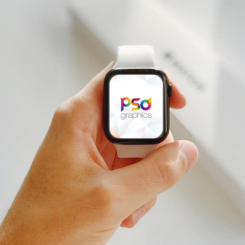Holding Apple Watch Mockup PSD