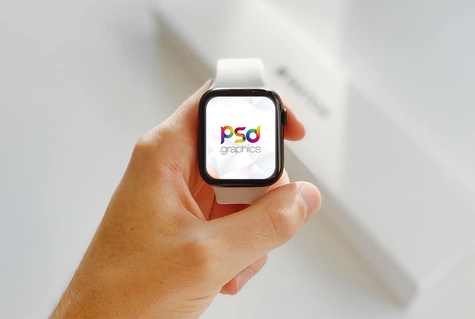 Holding Apple Watch Mockup PSD