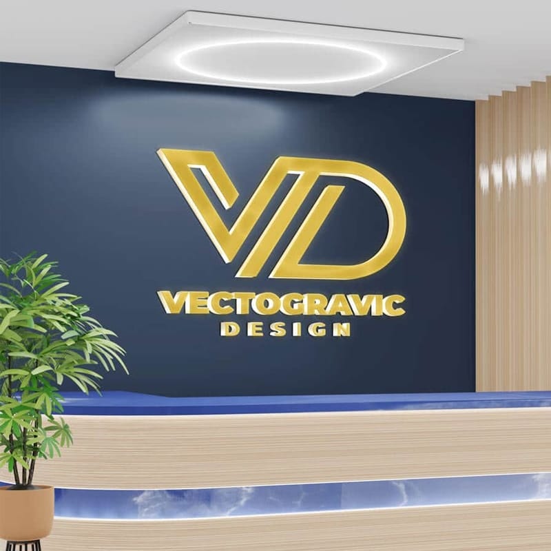 Logo Mockup at Receptionist Room