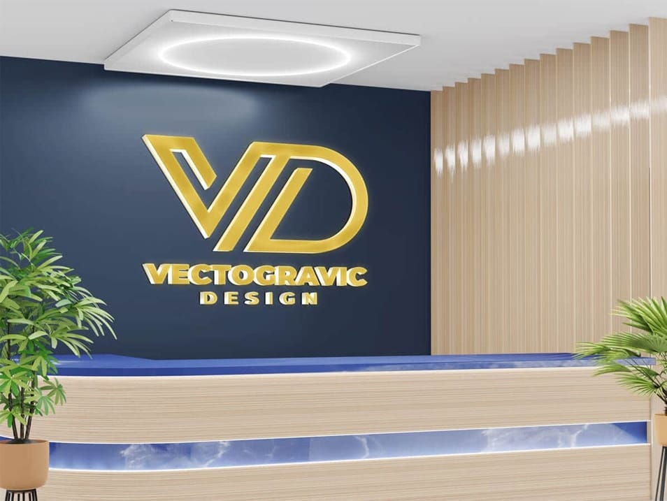 Logo Mockup at Receptionist Room