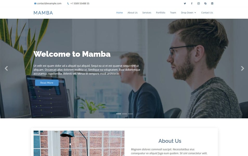 Mamba Free One Page Bootstrap 5 Template