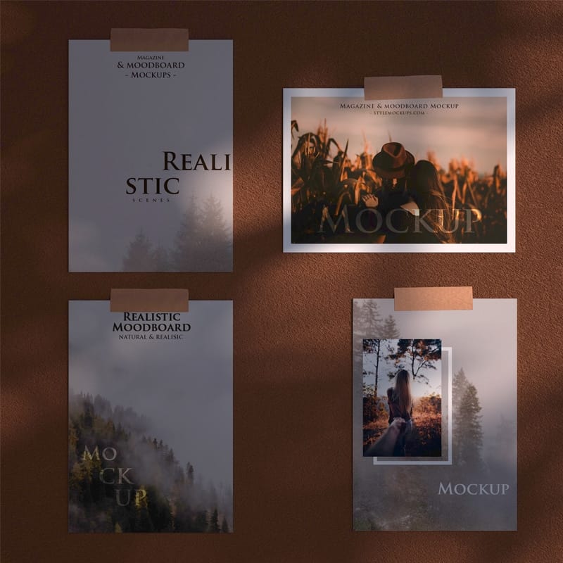 Mood Board Free Mockup Scene