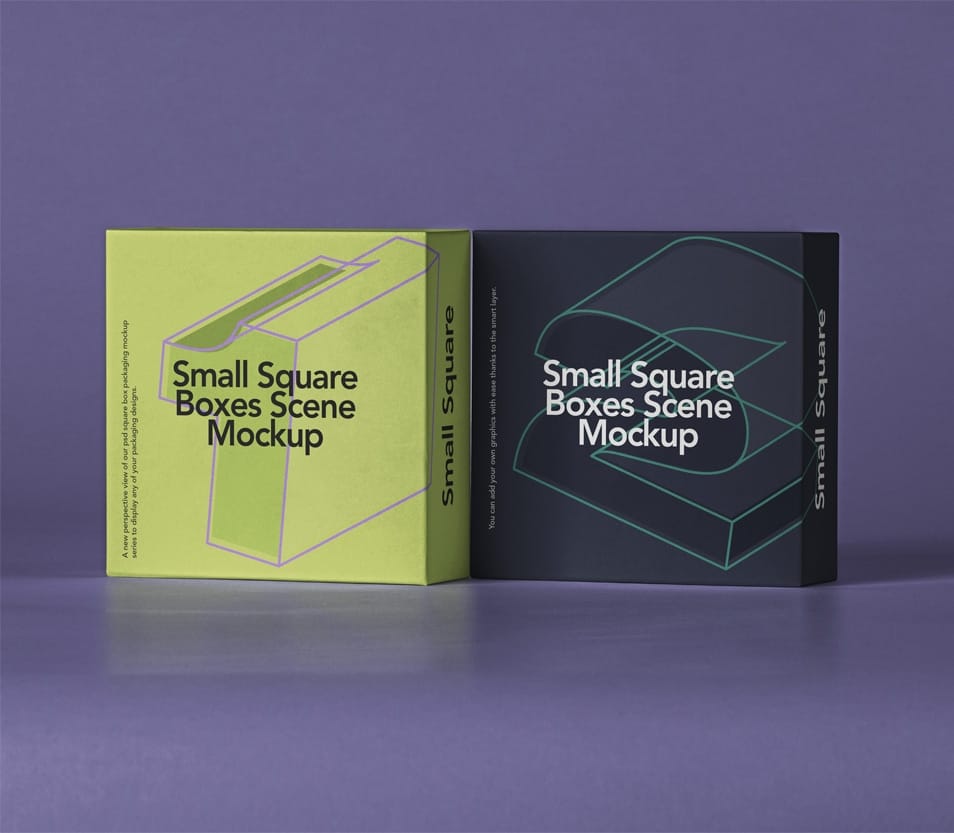 Small PSD Square Box Mockup Set
