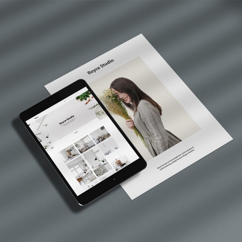 iPad with Paper PSD Mockup