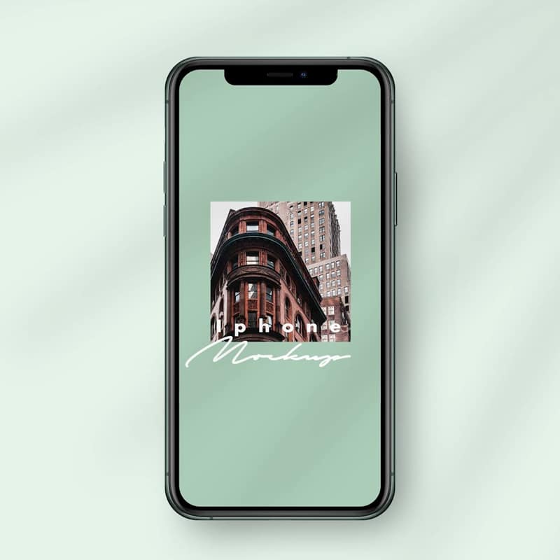 iPhone 11 Pro Mockup Template with Palm Leaf Shadows PSD