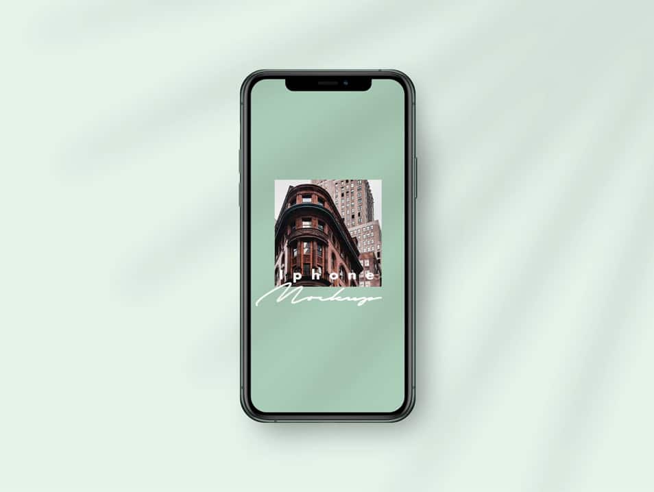 iPhone 11 Pro Mockup Template with Palm Leaf Shadows PSD