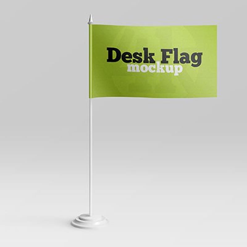 2 Free Desk Flag Mockups