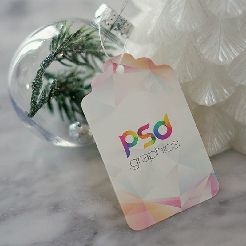 Christmas Gift Tag Mockup PSD