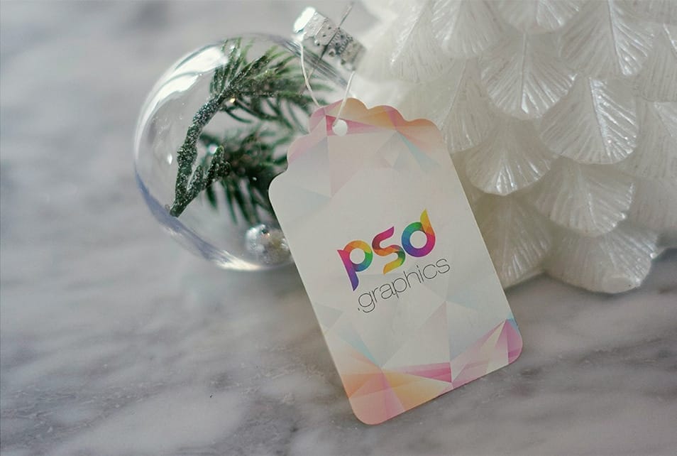 Christmas Gift Tag Mockup PSD