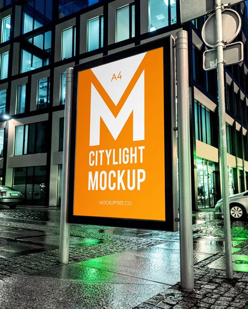 Citylight Poster Free PSD Mockup