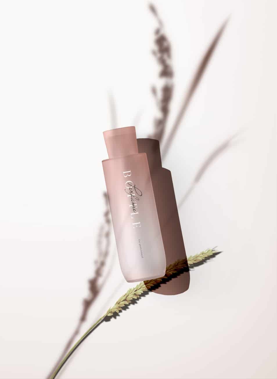 Clear Scene With Bottle And Shadow Overlay Mockup Top View