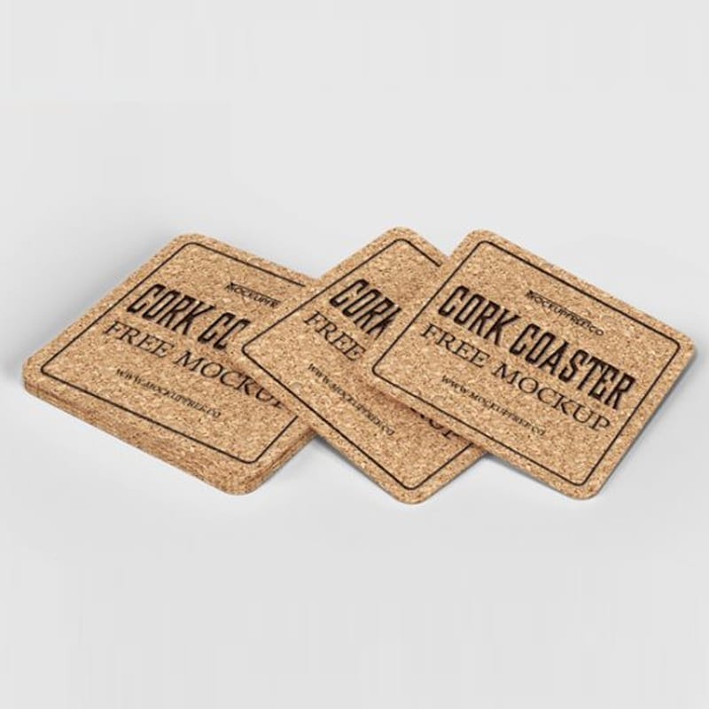Cork Drink Coaster Free PSD Mockups