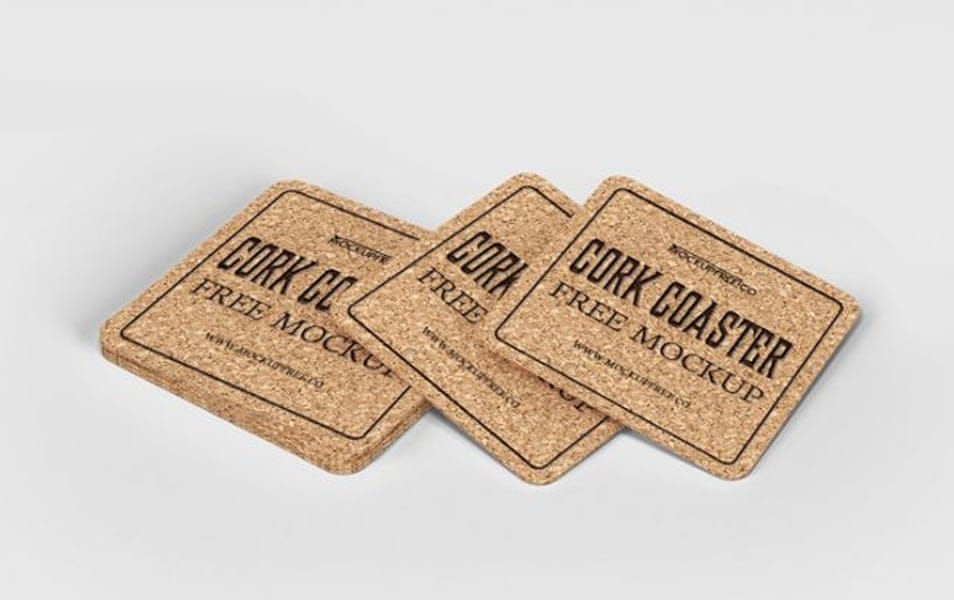 Cork Drink Coaster Free PSD Mockups