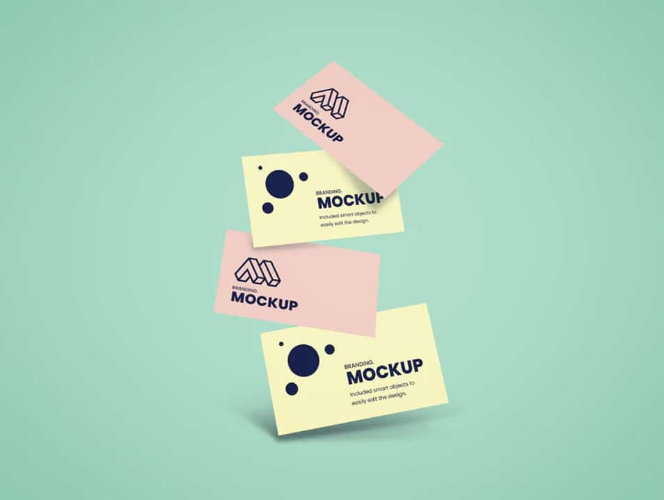 Falling Business Card Mockup
