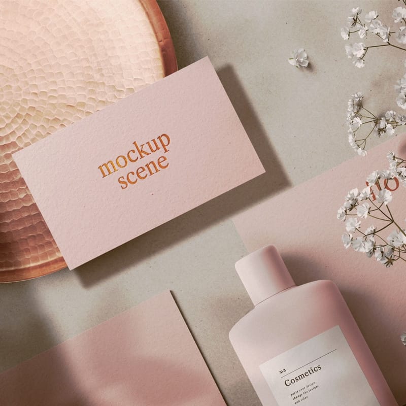 Floral Cosmetics Mockup Scene