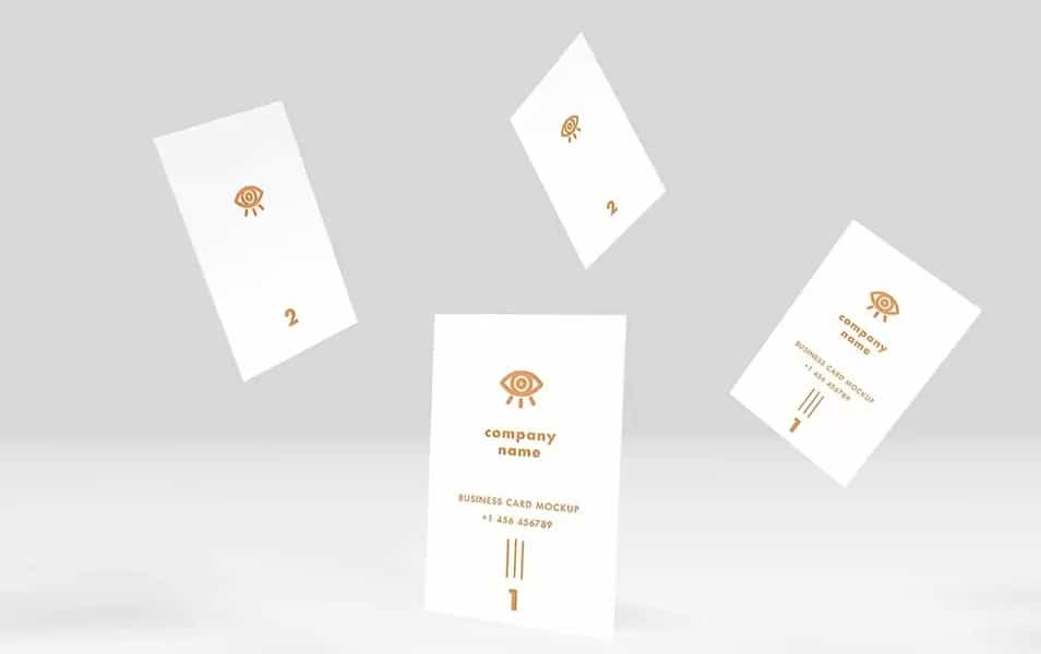 Flying Business Cards Mockup