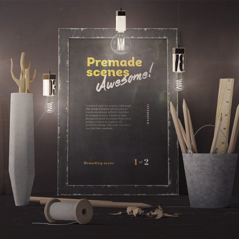 Frame With Bulbs Mockup Front View