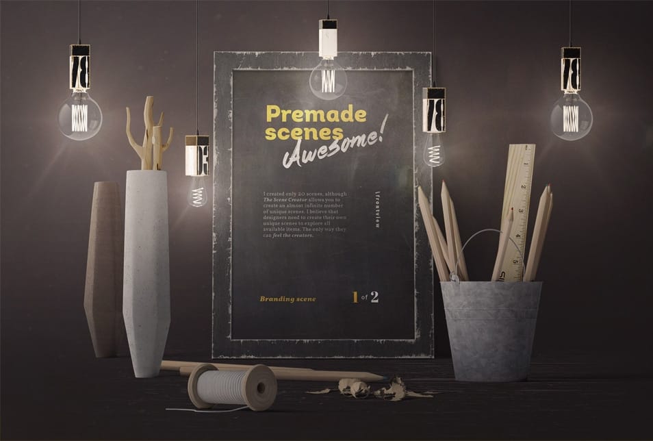 Frame With Bulbs Mockup Front View