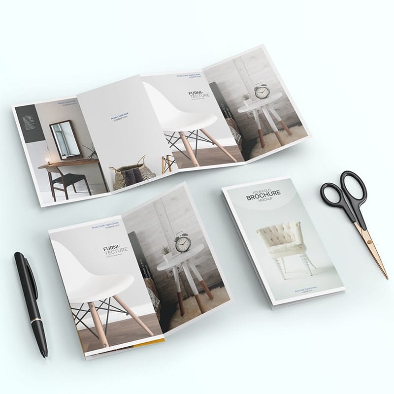 Free 4 Fold Brochure Mockup