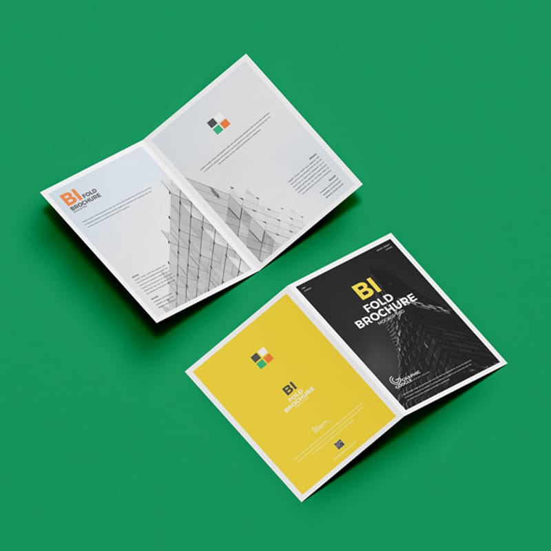 Free A4 Bi-Fold Brochure Mockup PSD