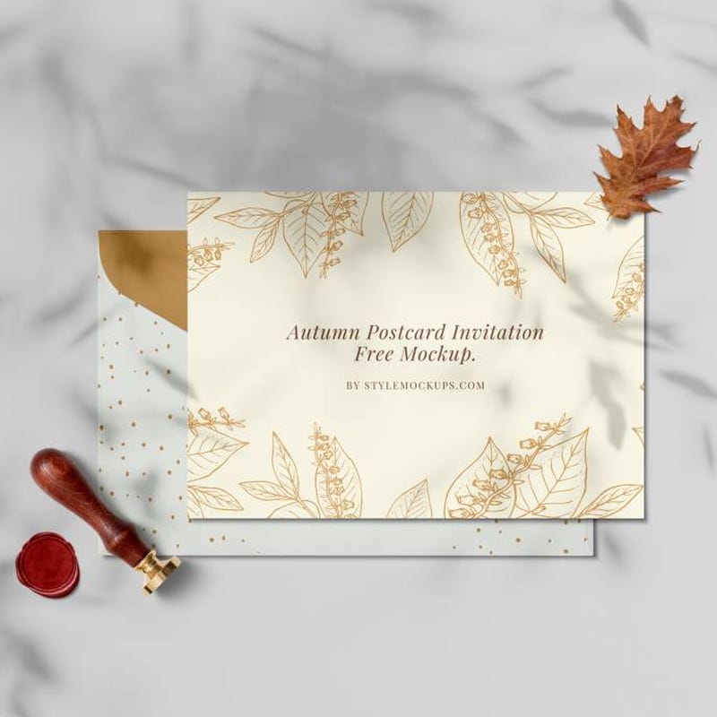 Free Autumn Postcard Invitation Mockup