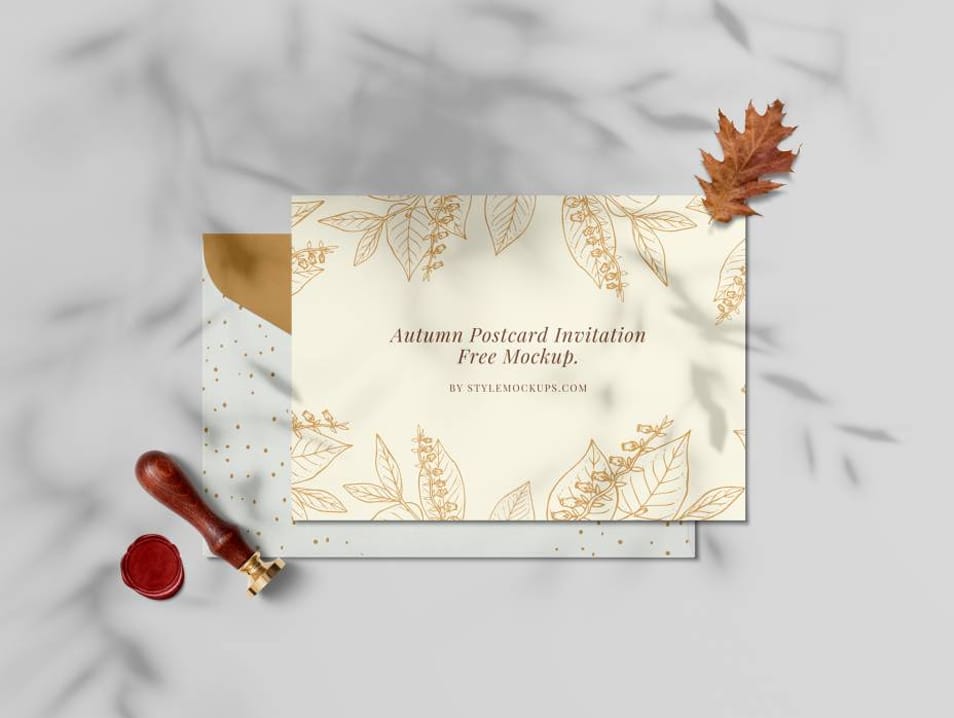 Free Autumn Postcard Invitation Mockup