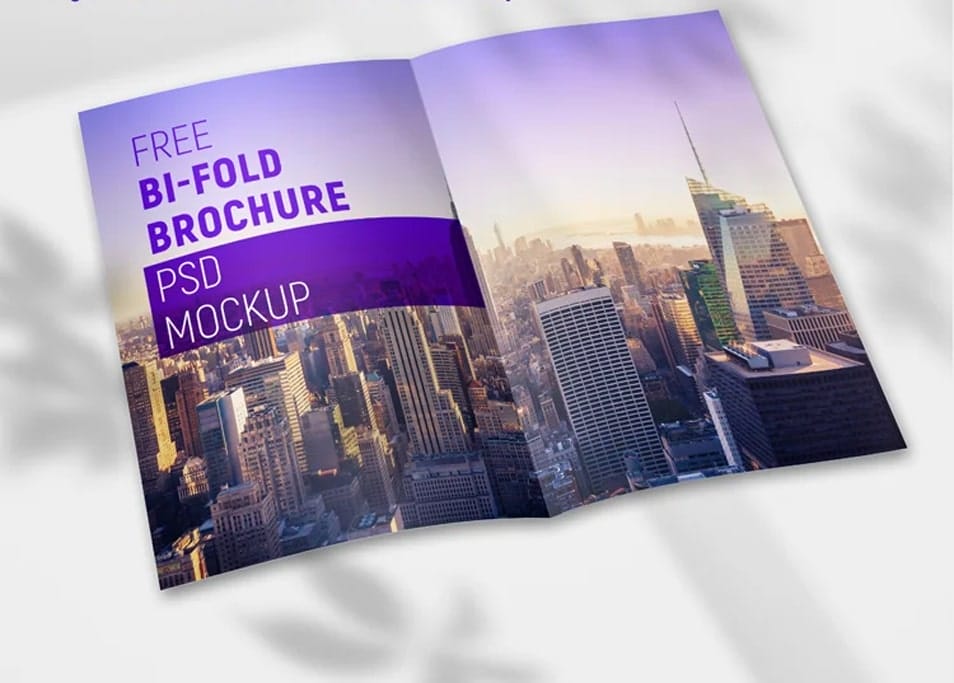 Free Bi-fold Brochure Mockup Set