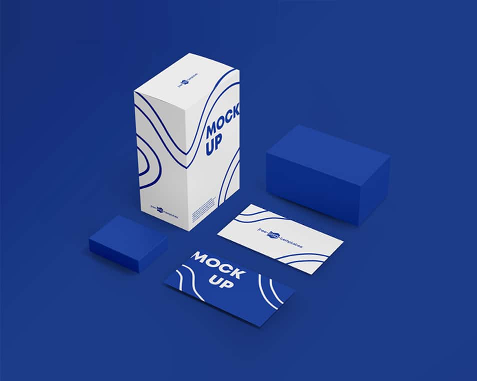 Free Box and Business Cards Mockups