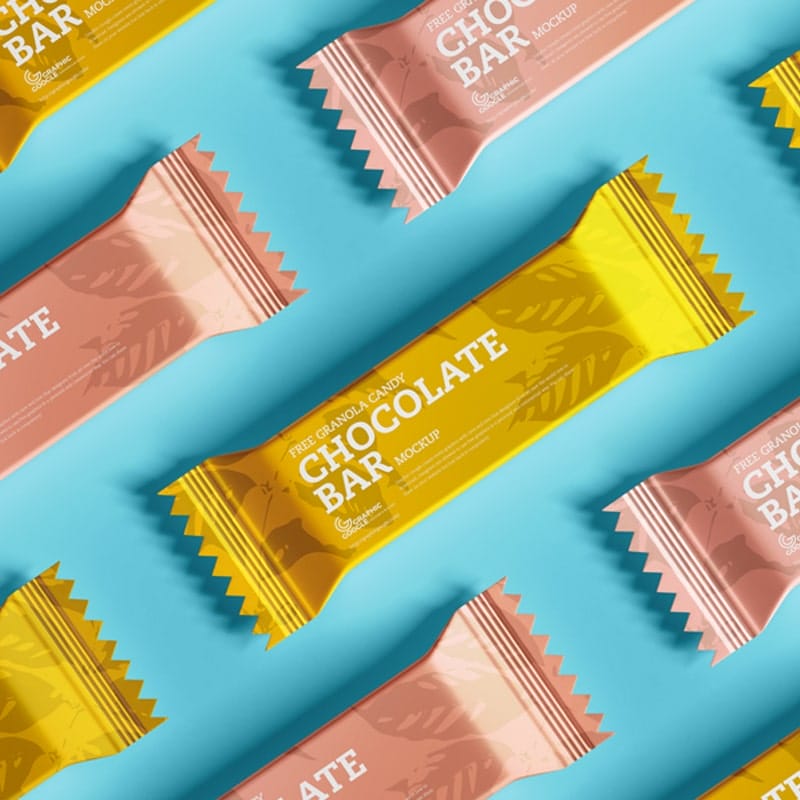 Free Chocolate Candy Granola Bar Mockup
