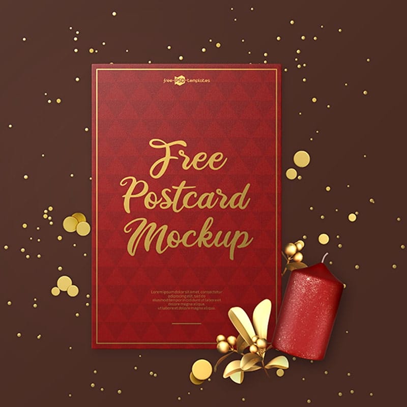 Free Christmas Postcard Mockup
