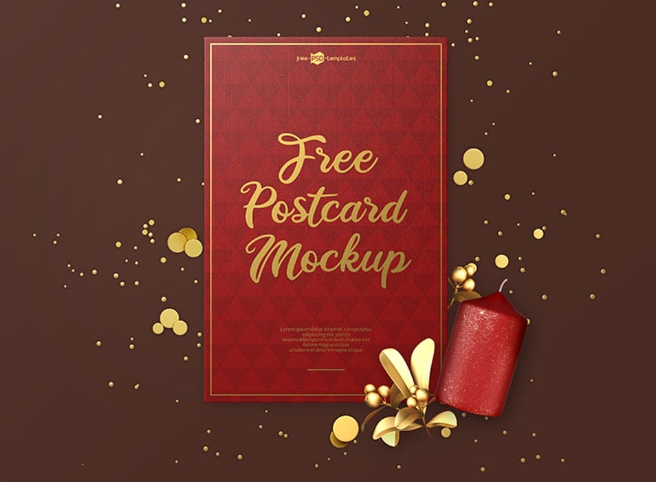 Free Christmas Postcard Mockup