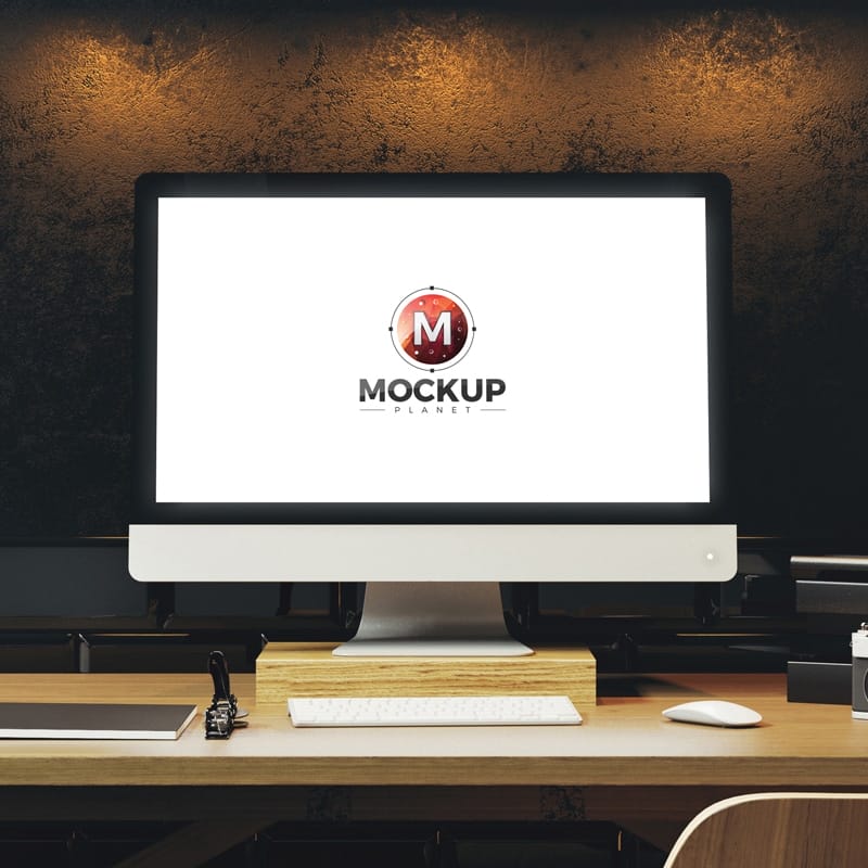 Free Designer Workplace Website Mockup For Screen Template