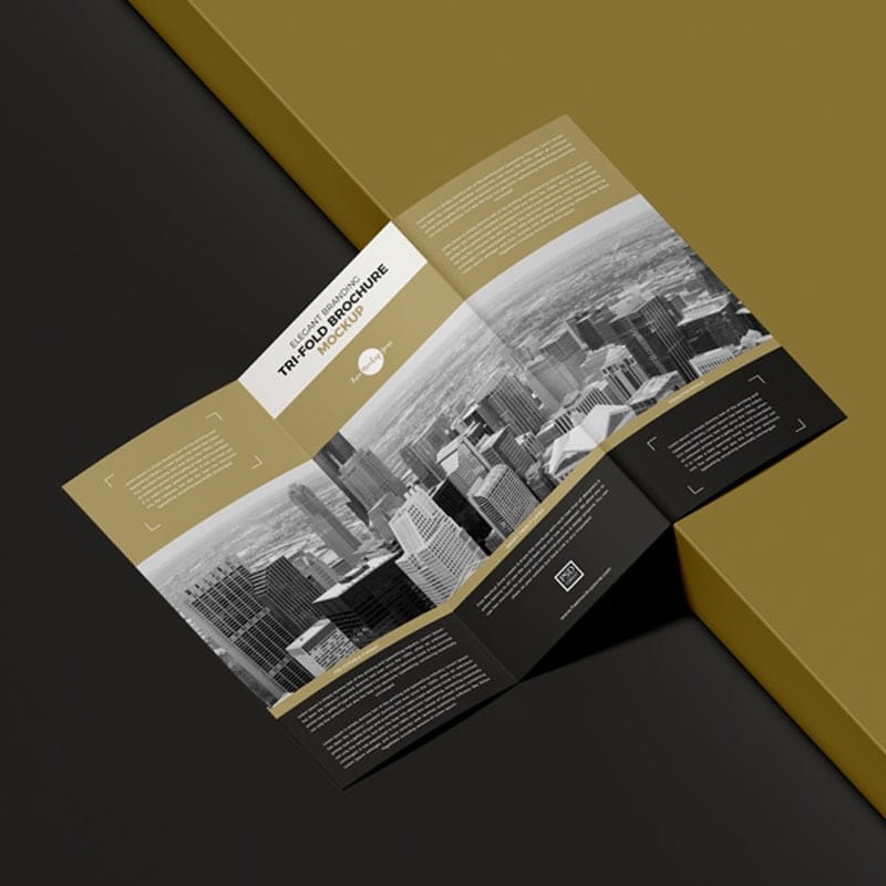 Free Elegant Branding Tri-Fold Brochure Mockup